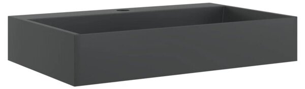 Umywalka, 60x38x11 cm, kompozyt mineralny/marmurowy, czarny mat