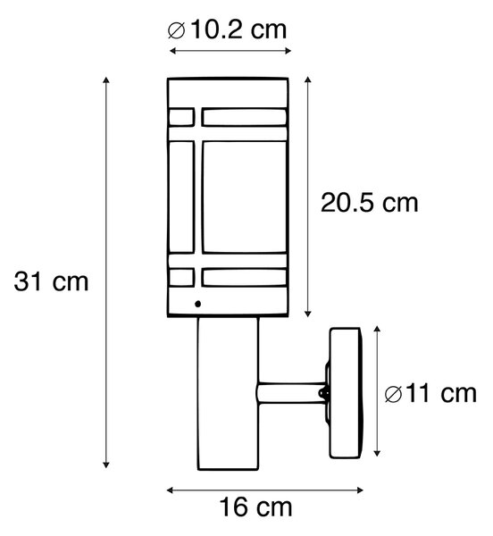Nowoczesna lampa ścienna zewnętrzna czarna IP44 - Gleam