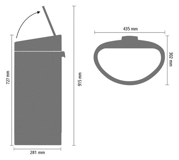 Stalowy kosz na śmieci otwierany na dotyk w kolorze matowej czerni 40 l Touch Bin – Brabantia