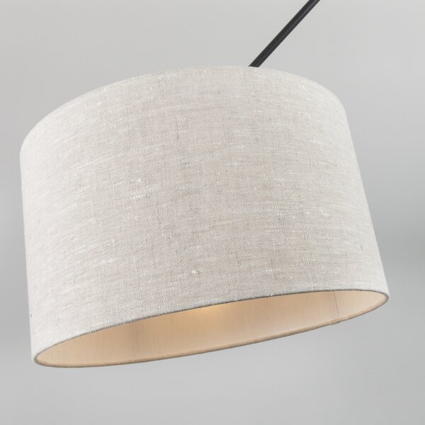 Lampa wisząca czarna z kloszem 35 cm jasnoszary regulowany - Blitz