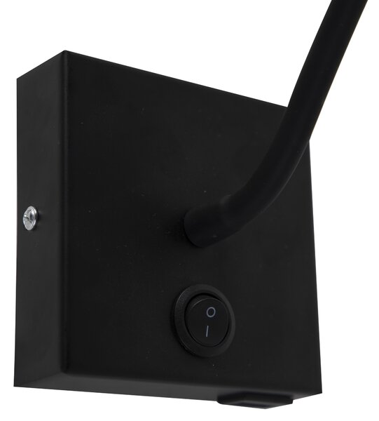 Nowoczesna elastyczna lampa ścienna USB czarna - Zeno