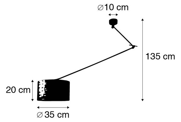 Lampa wisząca czarna z kloszem 35 cm jasnoszary regulowany - Blitz
