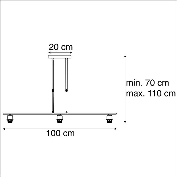 Lampa wisząca czarna bez klosza - Combi 3 Deluxe