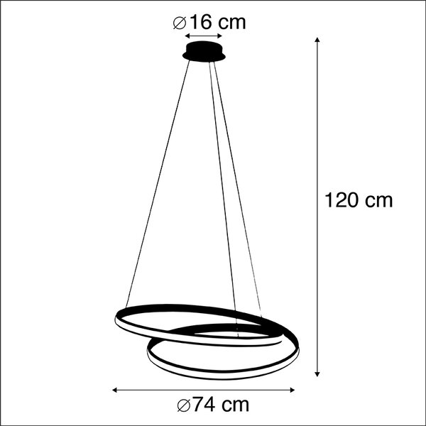 Nowoczesna lampa wisząca biała 74 cm z wbudowanym ściemnianym LED - Rowan