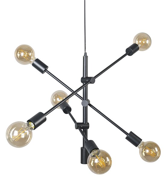 Industrialna lampa wisząca czarna 6-świateł - Sydney