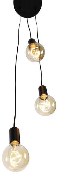 Industrialna lampa wisząca czarna 3-światłowa - Facil