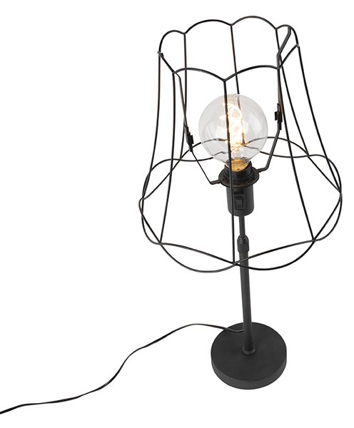 Lampa stołowa czarna z kloszem Granny 30 cm regulowana - Parte