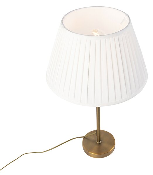 Lampa stołowa brązowa z plisowanym abażurem białym 35cm - Parte
