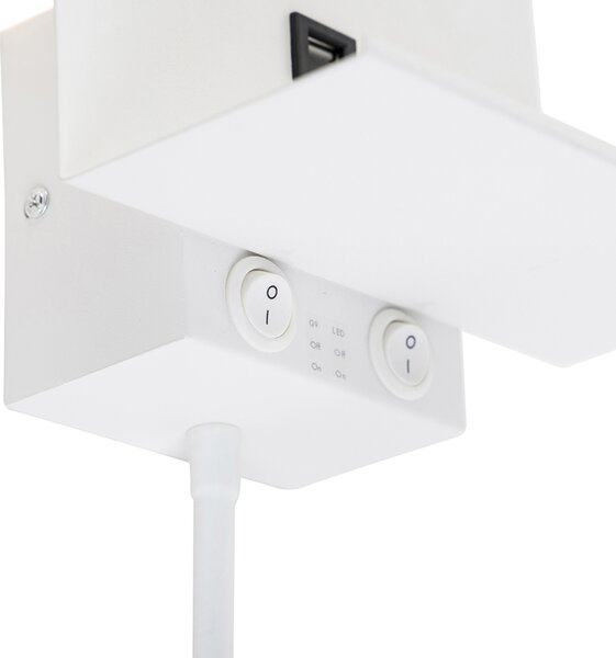 Nowoczesna lampa ścienna biała z USB i elastycznym ramieniem - Flero