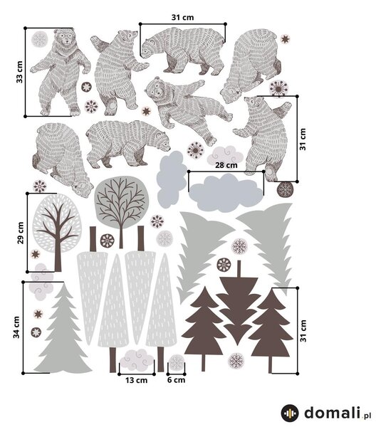 Naklejki na ścianę - Niedźwiedzie w lesie