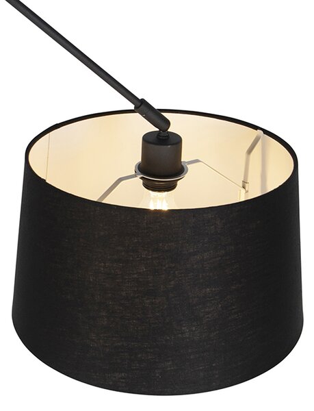 Lampa wisząca czarna z abażurem lnianym czarnym 35 cm - Blitz