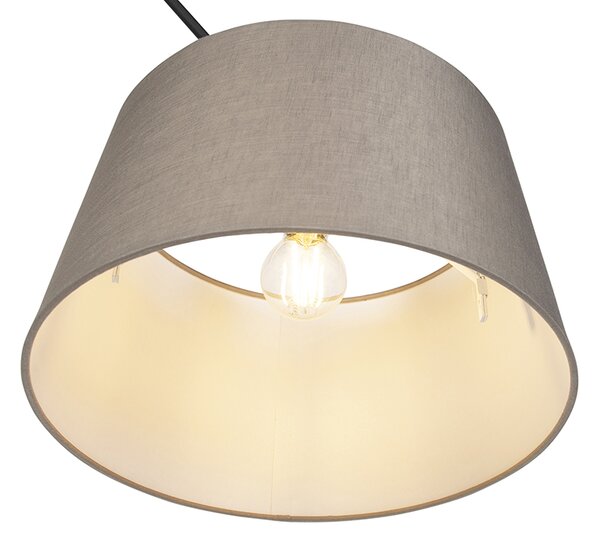 Lampa wisząca czarna z abażurem lnianym w kolorze taupe 35 cm - Blitz
