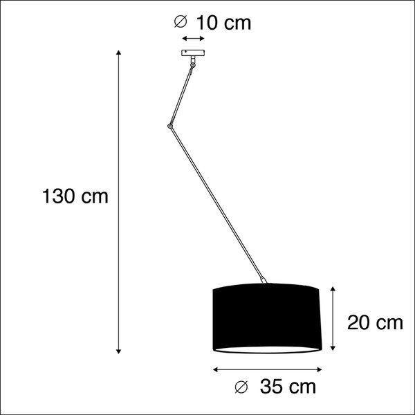 Lampa wisząca czarna z abażurem z czarnego aksamitu ze złotem 35 cm - Blitz