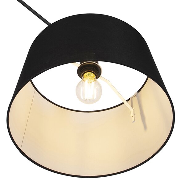 Lampa wisząca czarna z abażurem lnianym czarnym 35 cm - Blitz