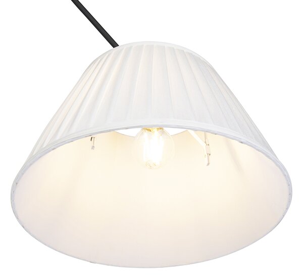 Lampa wisząca czarna z plisowanym kloszem 35cm kremowy - Blitz