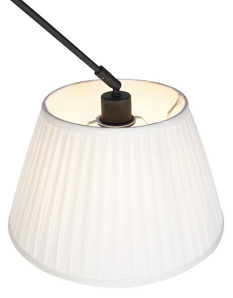 Lampa wisząca czarna z plisowanym kloszem 35cm kremowy - Blitz