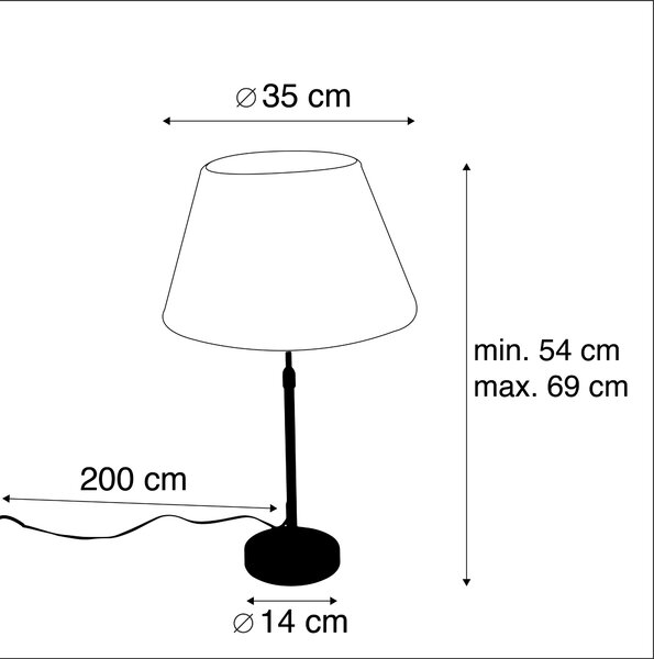 Lampa stołowa złota / mosiężna z plisowanym kloszem kremowym 35 cm - Parte