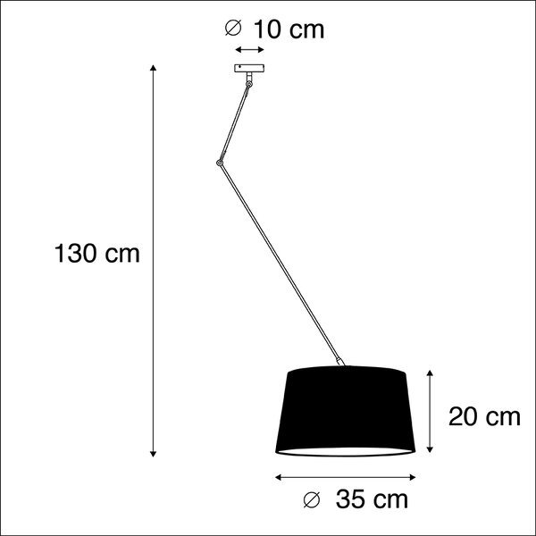 Lampa wisząca czarna z abażurem lnianym w kolorze taupe 35 cm - Blitz