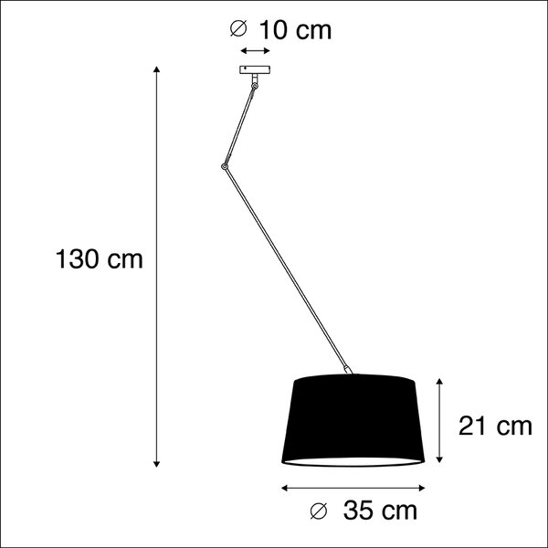 Lampa wisząca czarna z plisowanym kloszem 35cm kremowy - Blitz