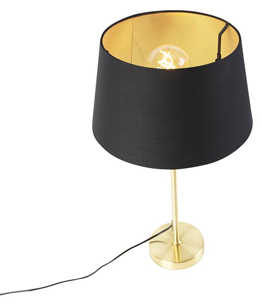 Lampa stołowa złoto/mosiądz z abażurem czarnym ze złotem 32 cm - Parte