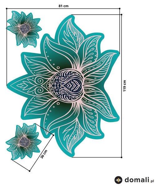 Naklejki na ścianę - Lotosowa Mandala Turkus