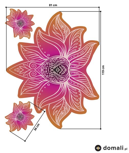 Naklejki na ścianę - Lotosowa mandala fuksja