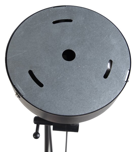 Lampa wisząca regulowana czarna klosz lniany szarobrązowy 35cm - Blitz II
