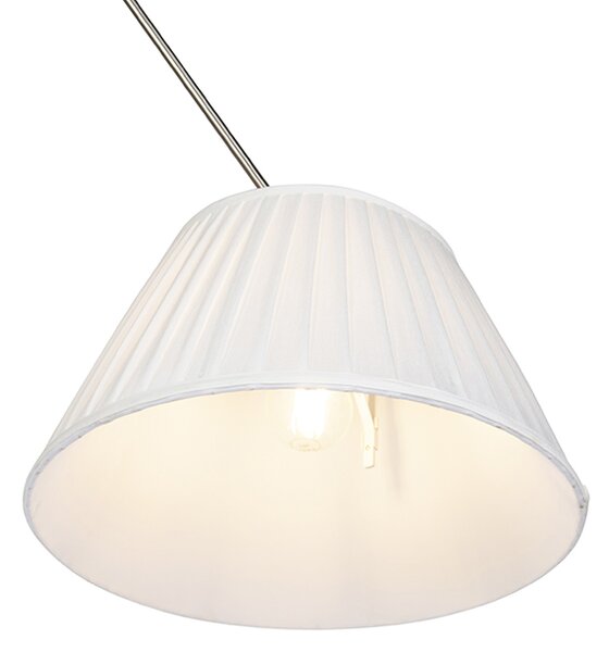 Stalowa lampa wisząca z kremowym plisowanym abażurem 35 cm - Blitz