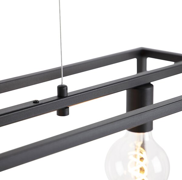 Nowoczesna prostokątna lampa wisząca czarna 5-światłowa - Cage