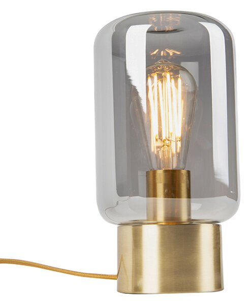 Designerska lampa stołowa mosiądz z dymionym szkłem - Bliss Cute