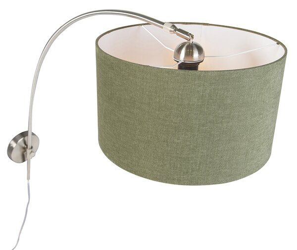Lampa ścienna łukowa stalowa z kloszem zielonym 35/35/20 regulowana