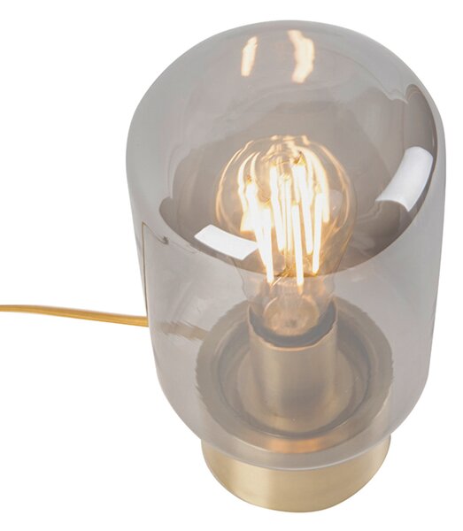 Designerska lampa stołowa mosiądz z dymionym szkłem - Bliss Cute