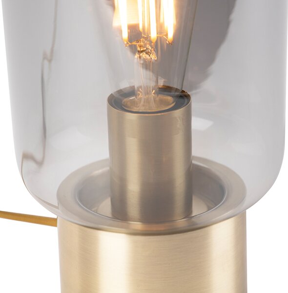 Designerska lampa stołowa mosiądz z dymionym szkłem - Bliss Cute