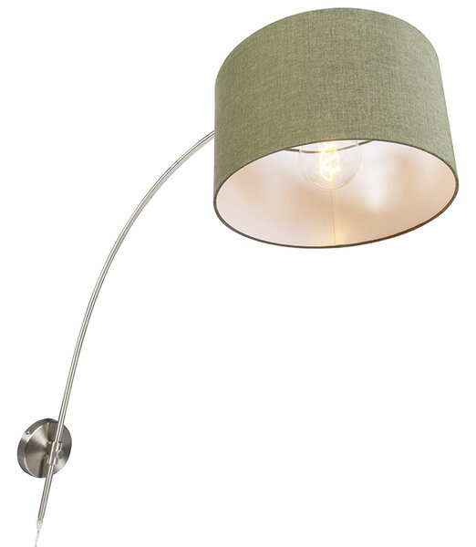 Lampa ścienna łukowa stalowa z kloszem zielonym 35/35/20 regulowana