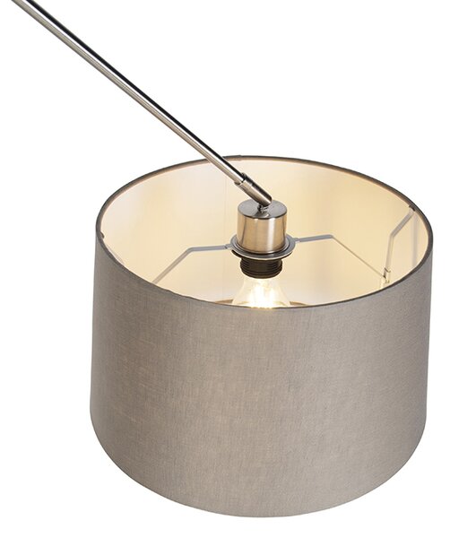 Stalowa lampa wisząca z abażurem z lnu w kolorze taupe 35 cm - Blitz