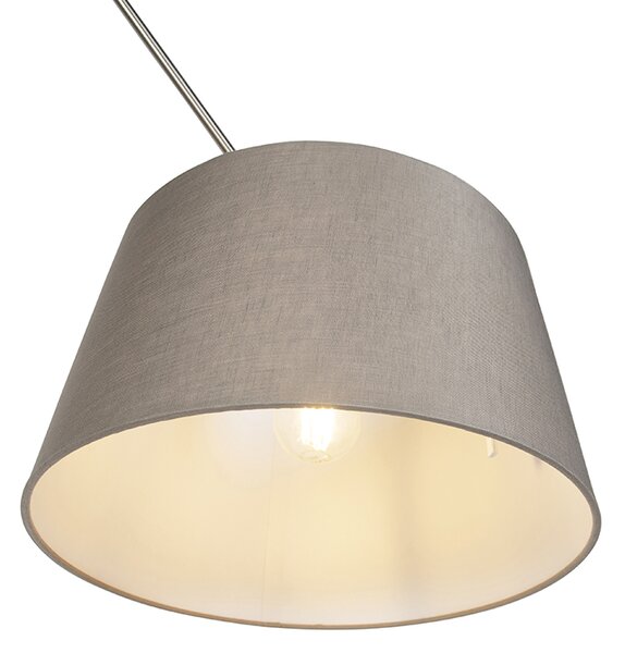 Stalowa lampa wisząca z abażurem z lnu w kolorze taupe 35 cm - Blitz