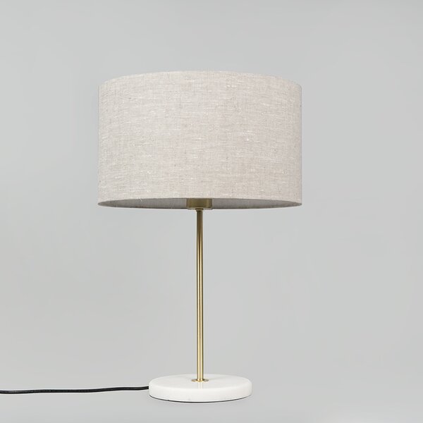 Lampa stołowa mosiądz z szarym kloszem 35 cm - Kaso