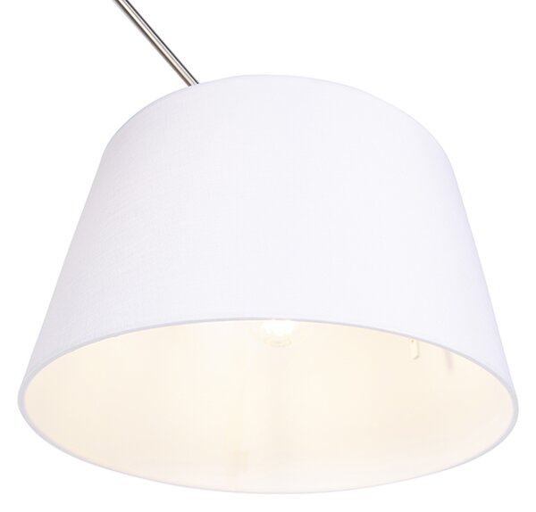 Stalowa lampa wisząca z białym abażurem lnianym 35 cm - Blitz