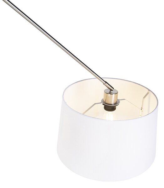 Stalowa lampa wisząca z białym abażurem lnianym 35 cm - Blitz
