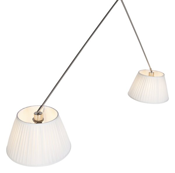 Stalowa lampa wisząca z kremowymi plisowanymi kloszami 35 cm 2-źródła światła - Blitz