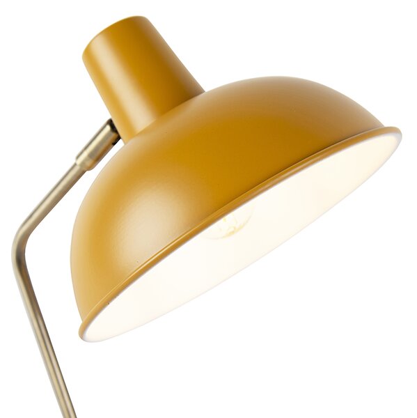 Lampa stołowa retro żółta z brązem - Milou