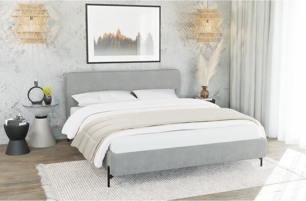 Jasnoszare tapicerowane łóżko ze stelażem 90x200 cm Barker – Ropez