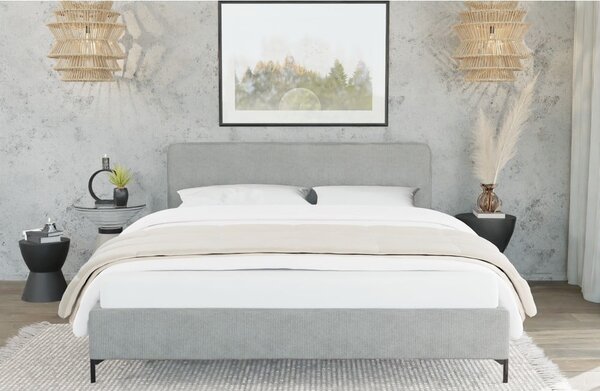 Jasnoszare tapicerowane łóżko ze stelażem 90x200 cm Barker – Ropez