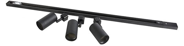 Nowoczesny system szynowy z 3 reflektorami czarny 1-fazowy - Iconic Jeana