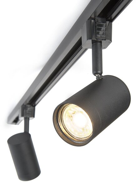Nowoczesny system szynowy z 3 reflektorami czarny 1-fazowy - Iconic Jeana