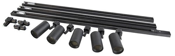 Nowoczesny system szynowy z 5 reflektorami czarny 1-fazowy - Iconic Jeana