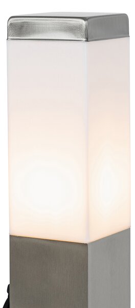 Nowoczesna lampa zewnętrzna 45 cm stalowa z gniazdkiem IP44 - Malios