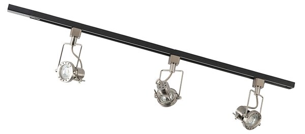 Nowoczesny system oświetlenia szynowego z 3 reflektorami stalowymi 1-fazowy - Iconic Suplux