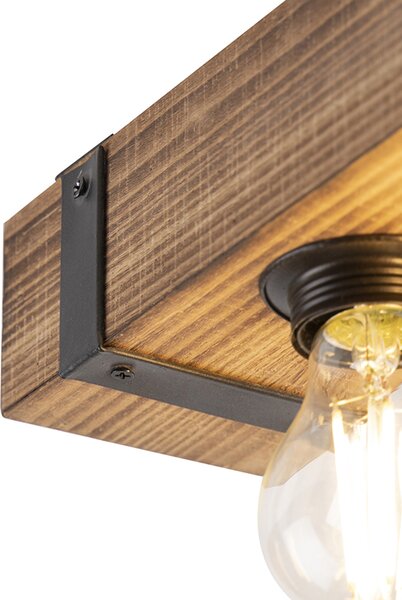 Inteligentna lampa sufitowa w stylu industrialnym z drewnem i stalą, w tym 4 żarówki WiFi A60 - Reena