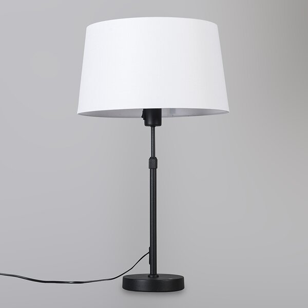Lampa stołowa czarna z kloszem białym 35 cm regulowana - Parte